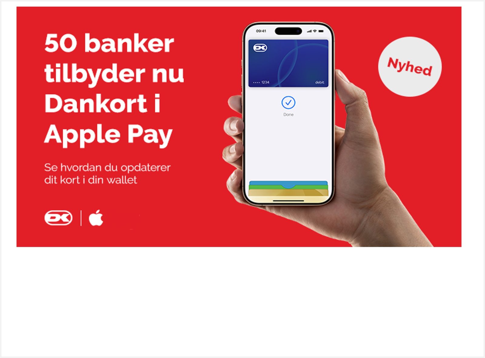 Kunder i alle banker kan nu betale med Dankort i Apple Pay